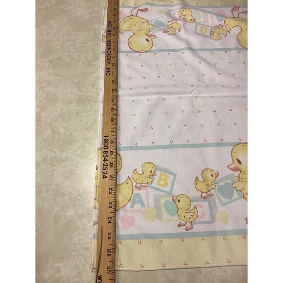 Vtg Riegel Mother Baby Duck Blocks Hearts Blanket White Blue Yellow Pink 27x34 - Picture 12 of 13